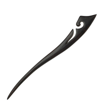 CrystalMood Handmade Carved Wood Hair Stick Butterfly Wings 7" Ebony